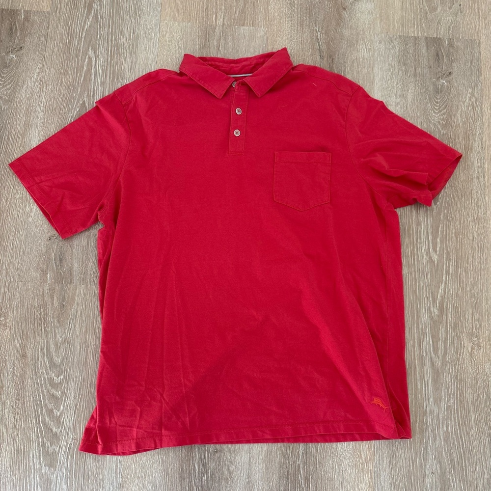 Tommy Bahama Polo Shirt Mens Extra Large Red Modal Golf Collared Short Sleeve